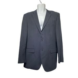 MASSAROTTI ITALY Mens Size 44 R Gray Wool pin stipe Sport Coat Blazer Jacket